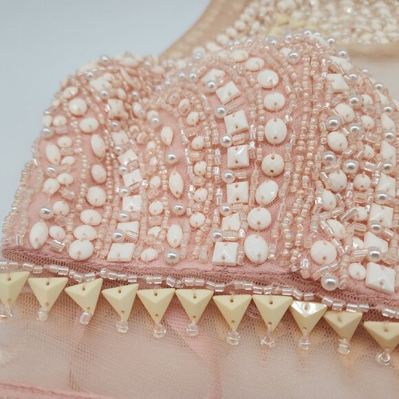 Cinderella Divine Beaded Peach Maxi Dress Size 4 Sheath Jewel Sleeveless Graduat - Picture 12 of 16